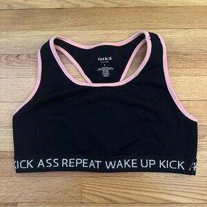 Torrid Active Black Wake Up Kiss Ass Repeat Sports Bra